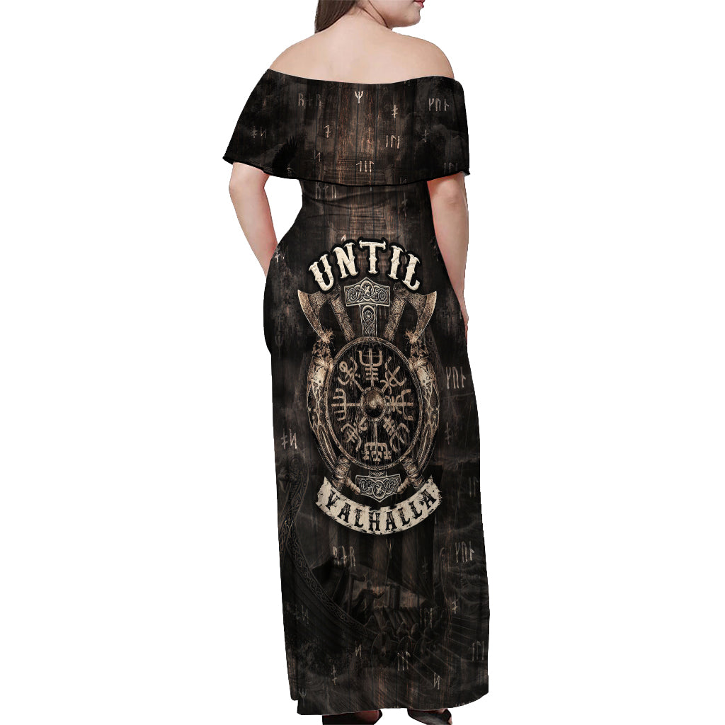 Until Valhalla Viking Off Shoulder Maxi Dress - Wonder Print Shop