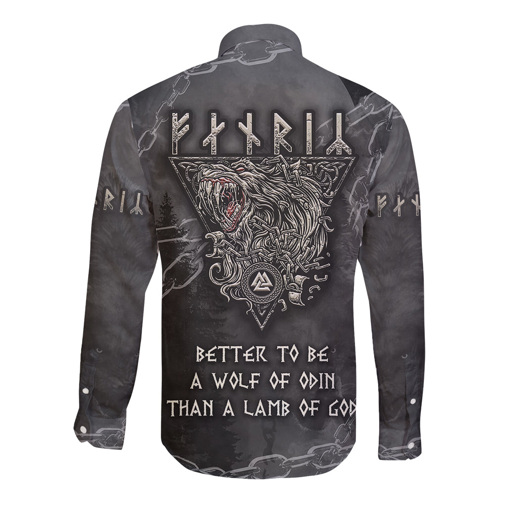 Fenir Viking Long Sleeve Button Shirt Better to be a Wolf of Odin - Wonder Print Shop