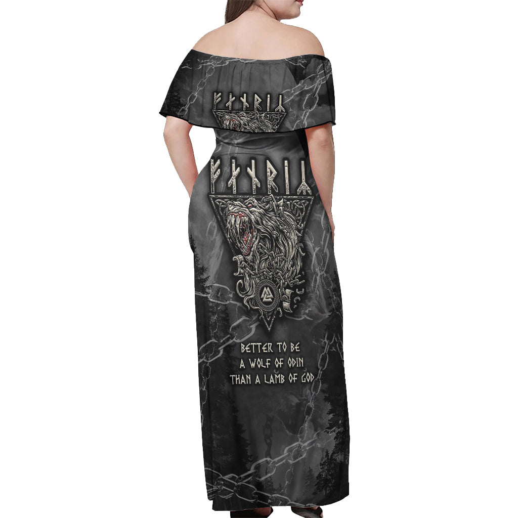 Fenir Viking Off Shoulder Maxi Dress Better to be a Wolf of Odin - Wonder Print Shop