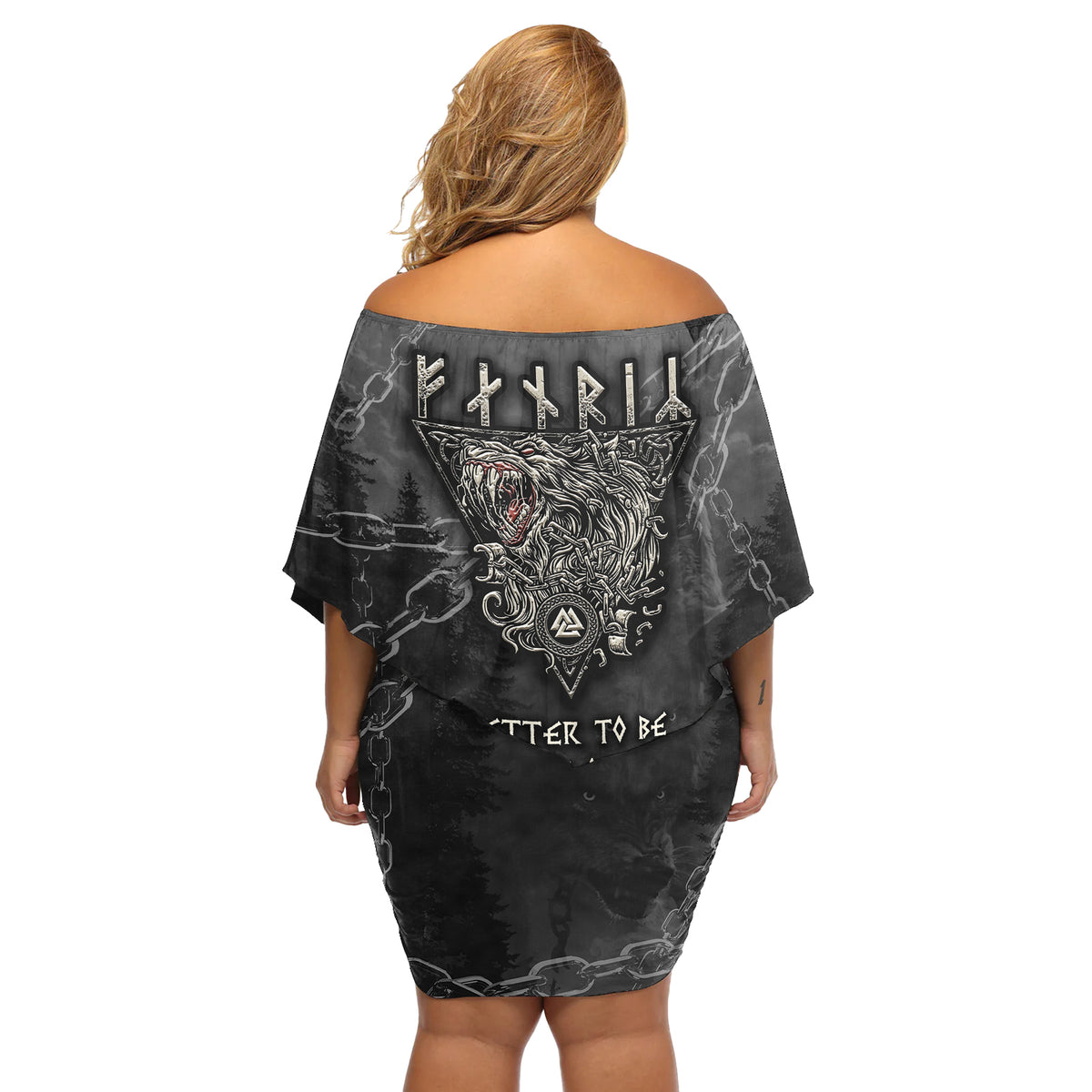 Fenir Viking Off Shoulder Short Dress Better to be a Wolf of Odin - Wonder Print Shop