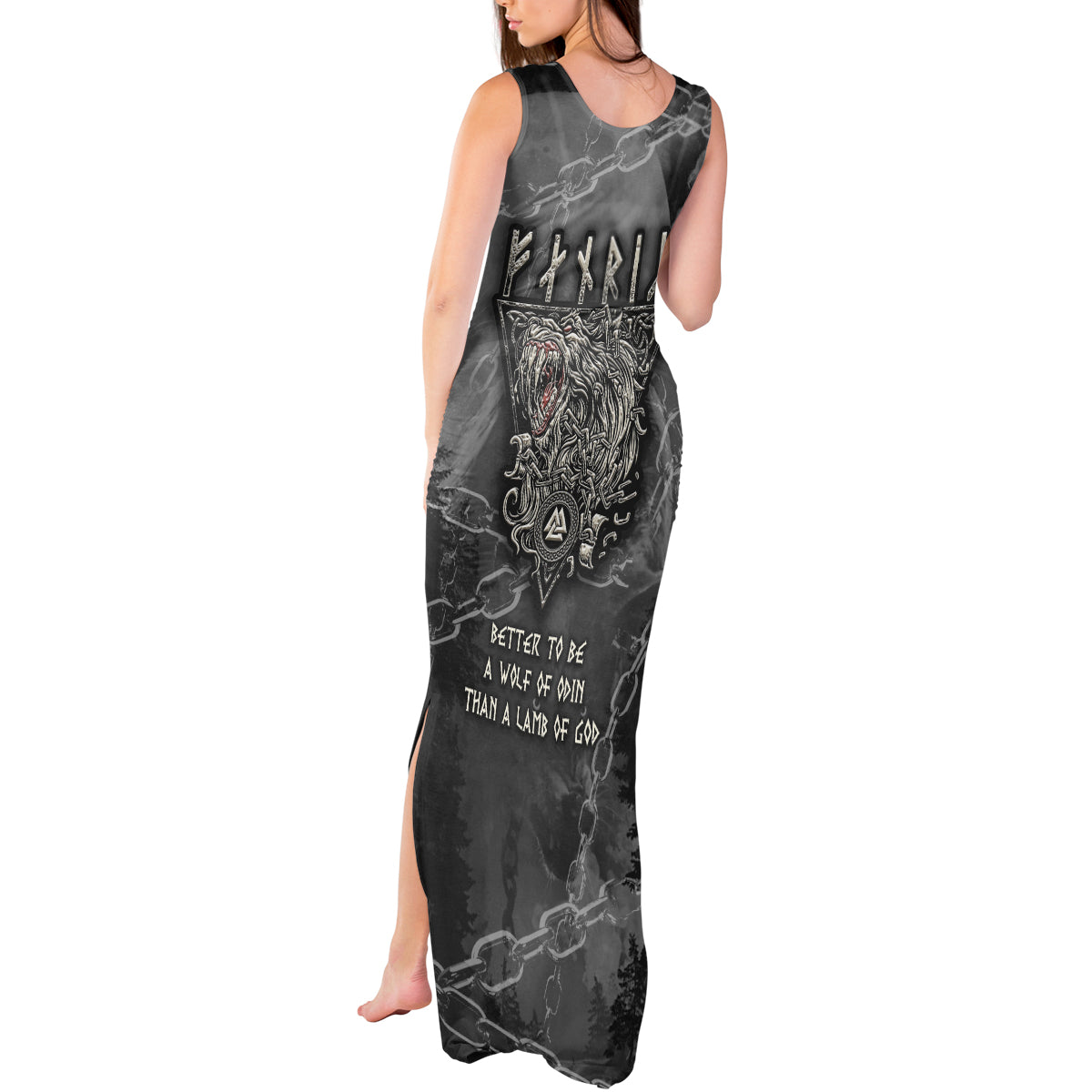 Fenir Viking Tank Maxi Dress Better to be a Wolf of Odin - Wonder Print Shop