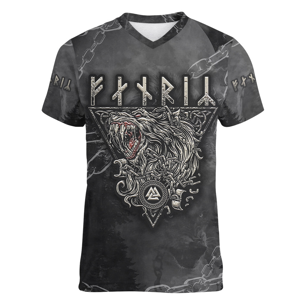 Fenir Viking Women V Neck T Shirt Better to be a Wolf of Odin - Wonder Print Shop
