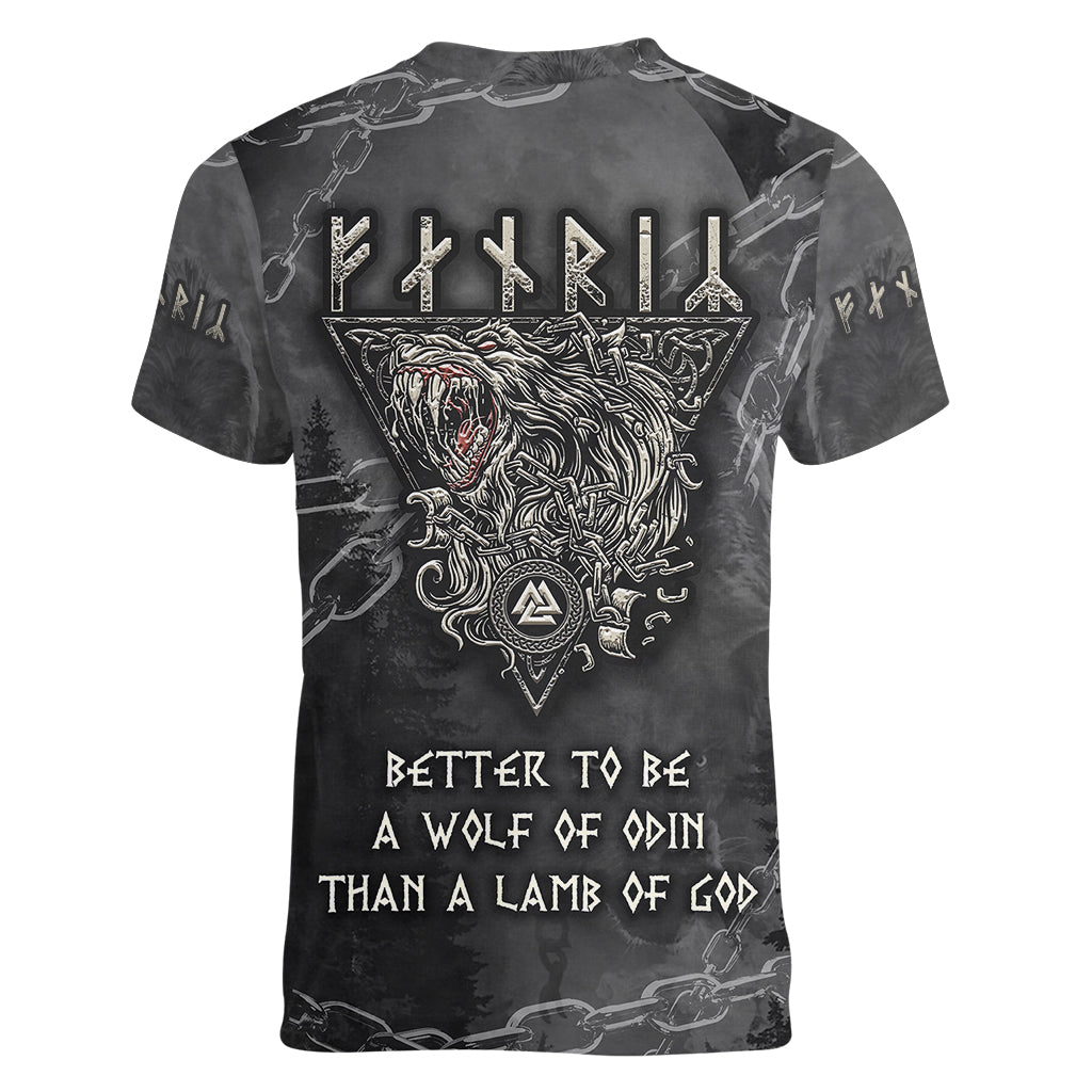 Fenir Viking Women V Neck T Shirt Better to be a Wolf of Odin - Wonder Print Shop