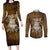 Odin Viking Couples Matching Long Sleeve Bodycon Dress and Long Sleeve Button Shirts Valknut, Ravens, and Enchanted Forest - Wonder Print Shop