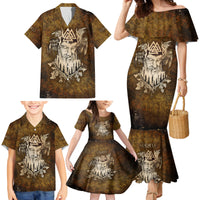 Odin Viking Family Matching Mermaid Dress and Hawaiian Shirt Valknut, Ravens, and Enchanted Forest - Wonder Print Shop