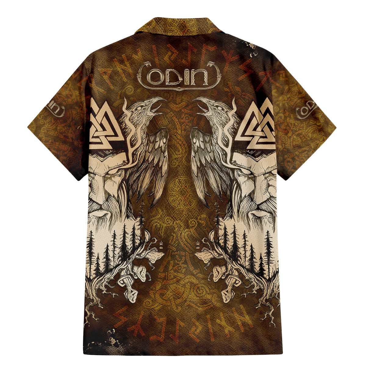 Odin Viking Family Matching Mermaid Dress and Hawaiian Shirt Valknut, Ravens, and Enchanted Forest - Wonder Print Shop