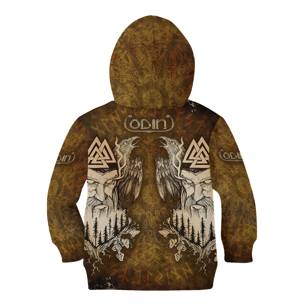 Odin Viking Kid Hoodie Valknut, Ravens, and Enchanted Forest - Wonder Print Shop