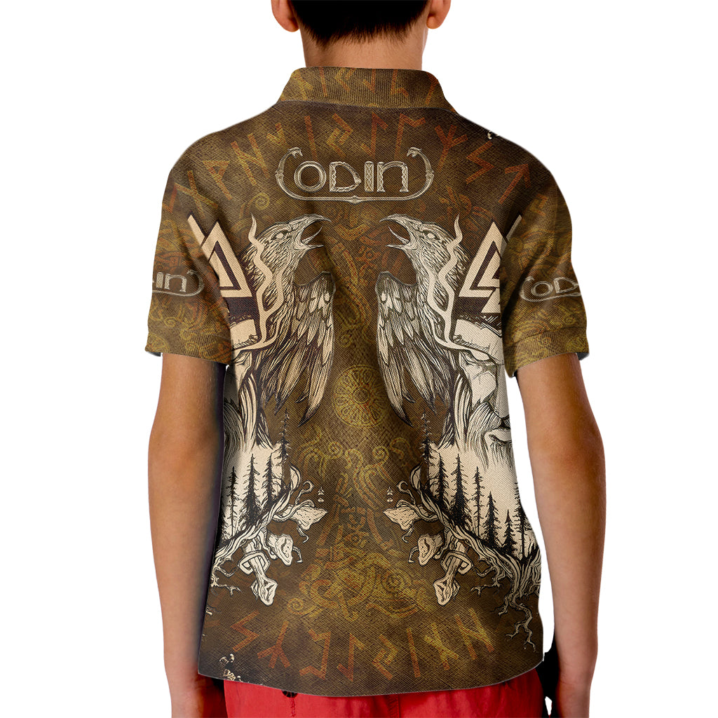 Odin Viking Kid Polo Shirt Valknut, Ravens, and Enchanted Forest - Wonder Print Shop
