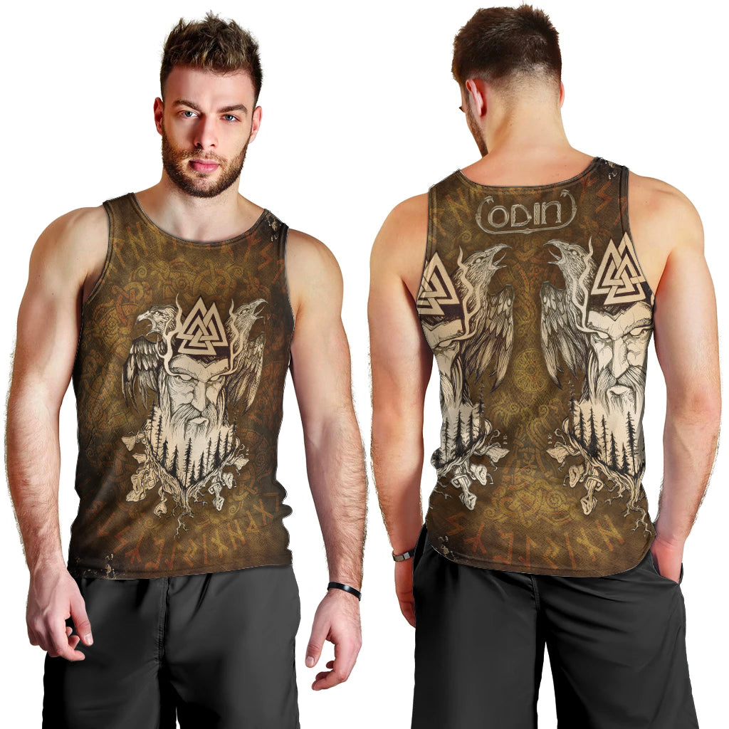 Odin Viking Men Tank Top Valknut, Ravens, and Enchanted Forest - Wonder Print Shop
