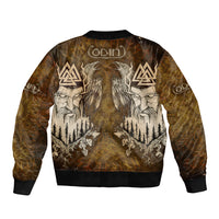 Odin Viking Sleeve Zip Bomber Jacket Valknut, Ravens, and Enchanted Forest - Wonder Print Shop