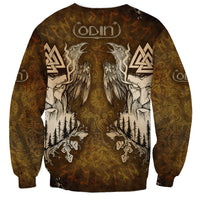 Odin Viking Sweatshirt Valknut, Ravens, and Enchanted Forest - Wonder Print Shop