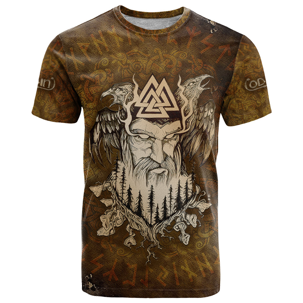 Odin Viking T Shirt Valknut, Ravens, and Enchanted Forest - Wonder Print Shop