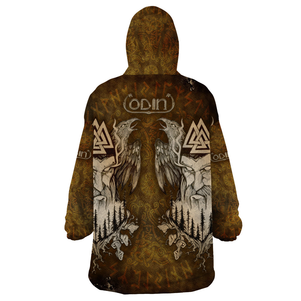Odin Viking Wearable Blanket Hoodie Valknut, Ravens, and Enchanted Forest - Wonder Print Shop