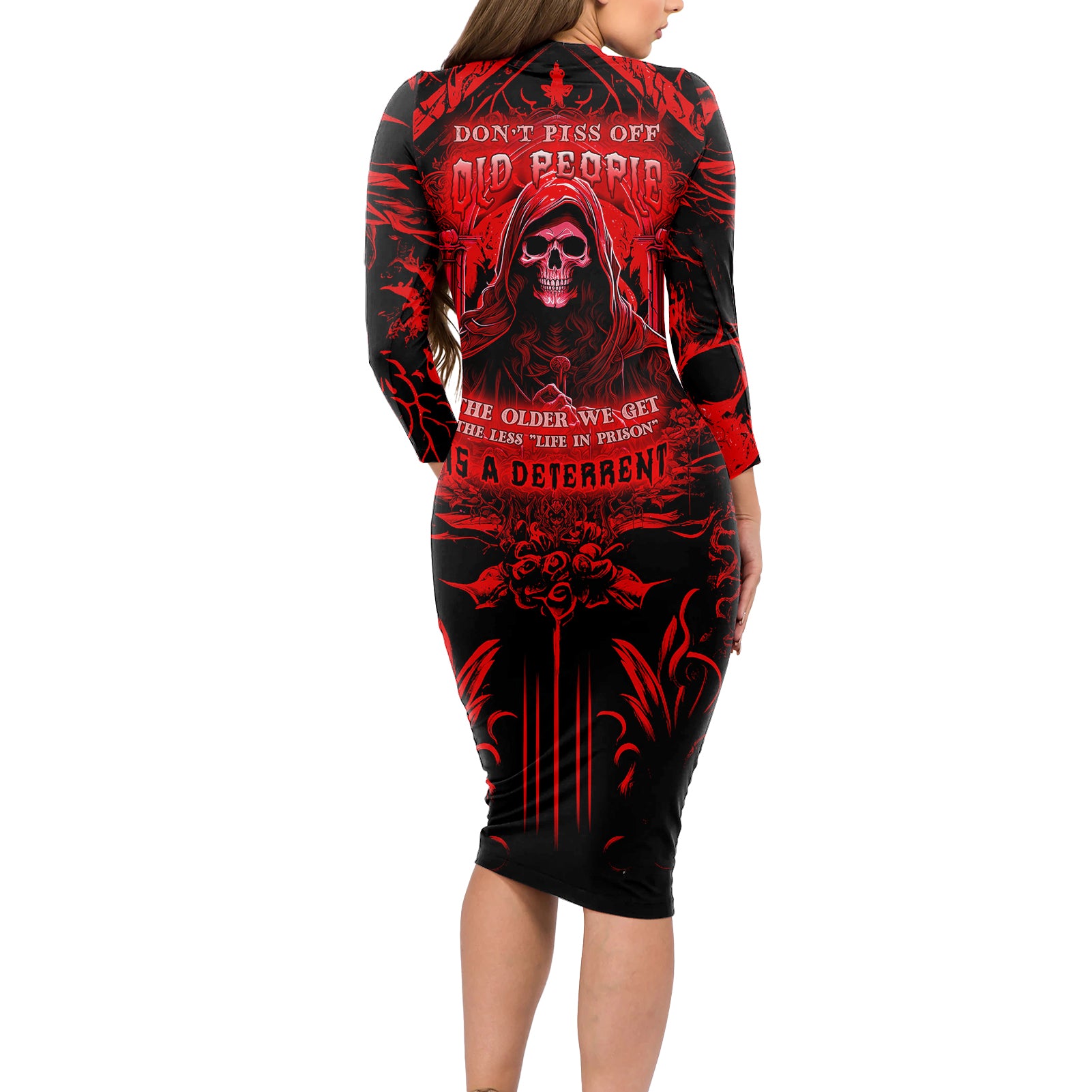The Older We Get The Less Life In Prison Is A Deterrent Long Sleeve Bodycon Dress - Wonder Print Shop