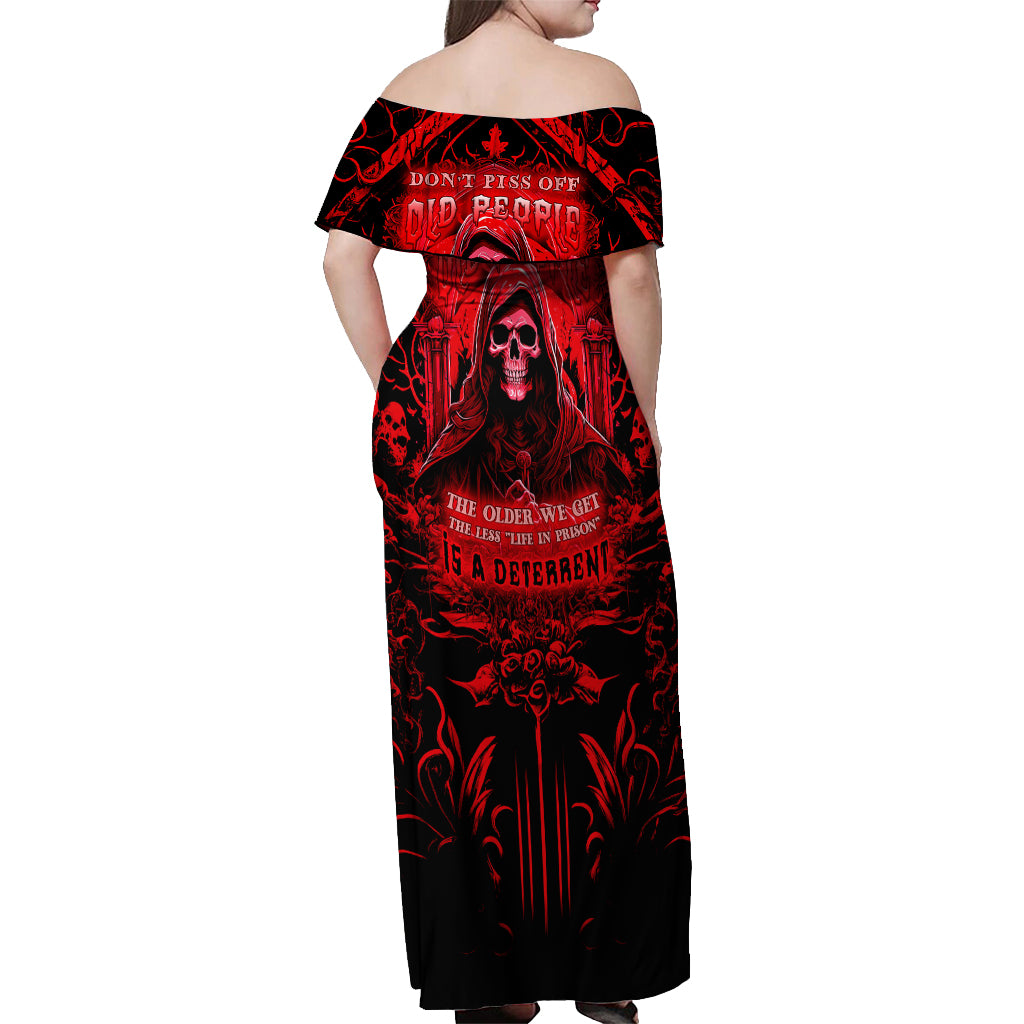 The Older We Get The Less Life In Prison Is A Deterrent Off Shoulder Maxi Dress - Wonder Print Shop