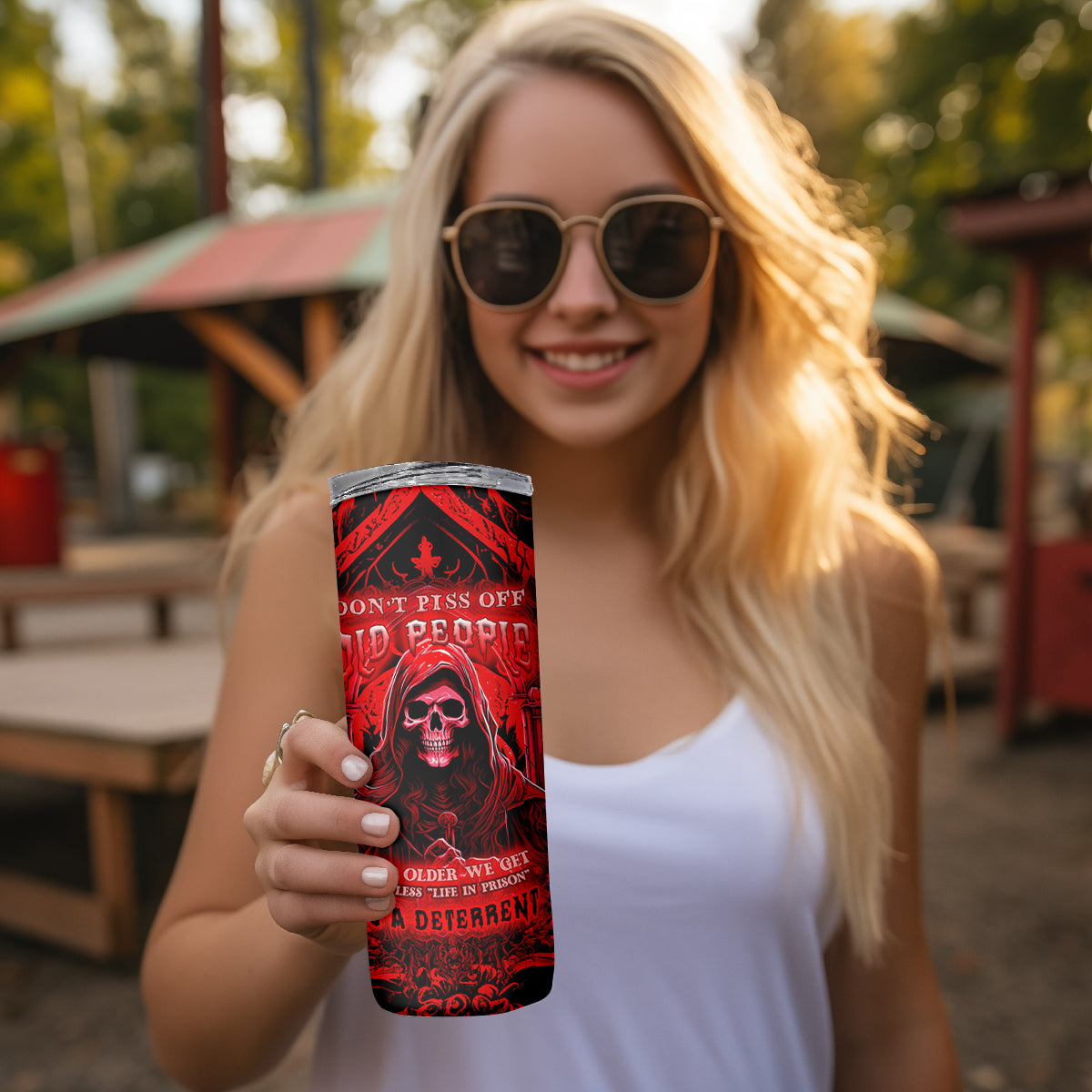 The Older We Get The Less Life In Prison Is A Deterrent Skinny Tumbler - Wonder Print Shop