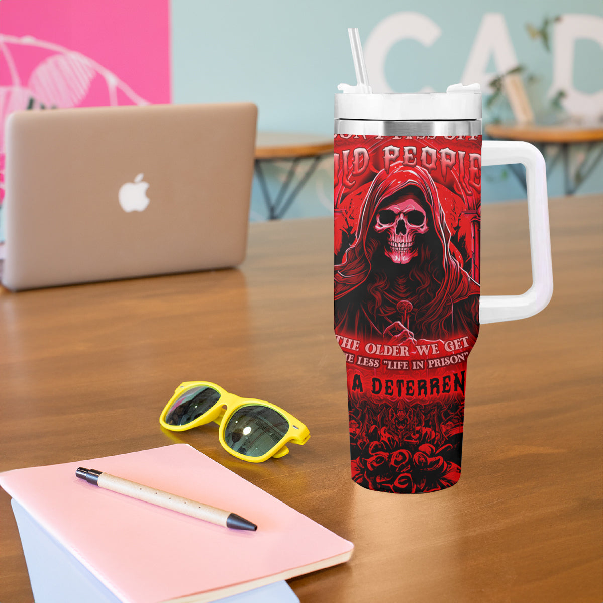 The Older We Get The Less Life In Prison Is A Deterrent Tumbler With Handle - Wonder Print Shop