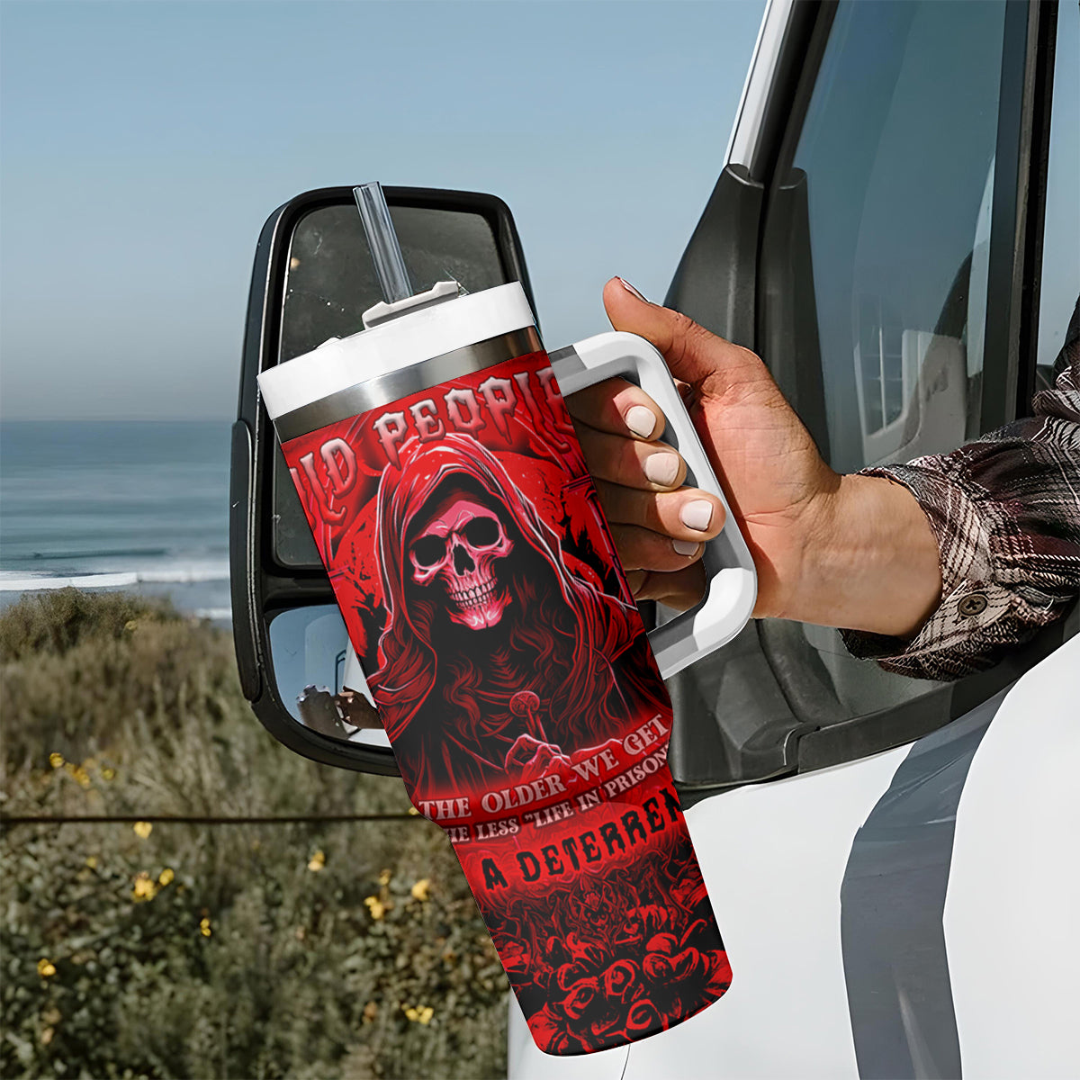 The Older We Get The Less Life In Prison Is A Deterrent Tumbler With Handle - Wonder Print Shop