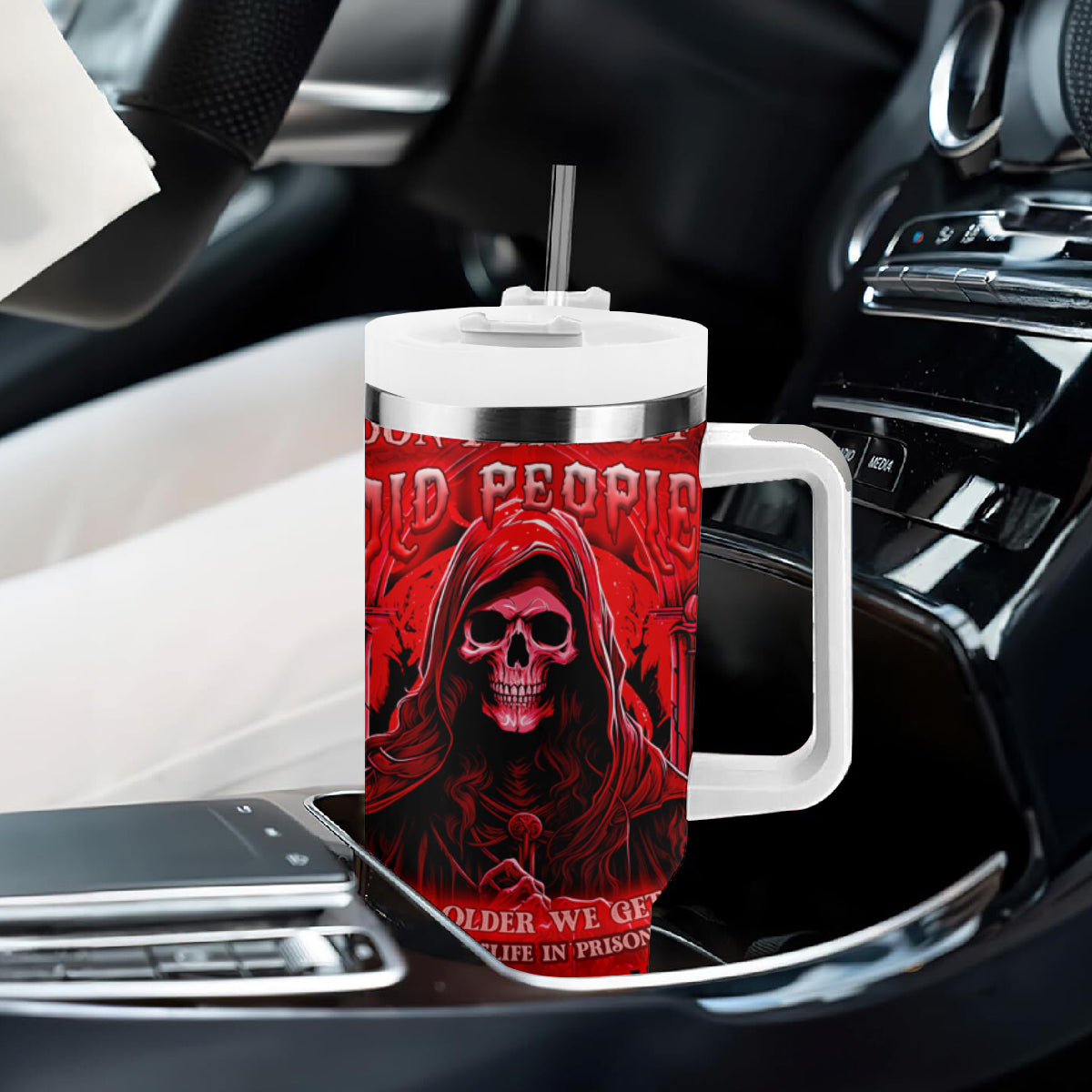 The Older We Get The Less Life In Prison Is A Deterrent Tumbler With Handle - Wonder Print Shop