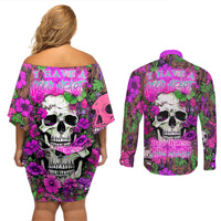 I Have A Good Heart But Bless This Mouth Couples Matching Off Shoulder Short Dress and Long Sleeve Button Shirts - Wonder Print Shop