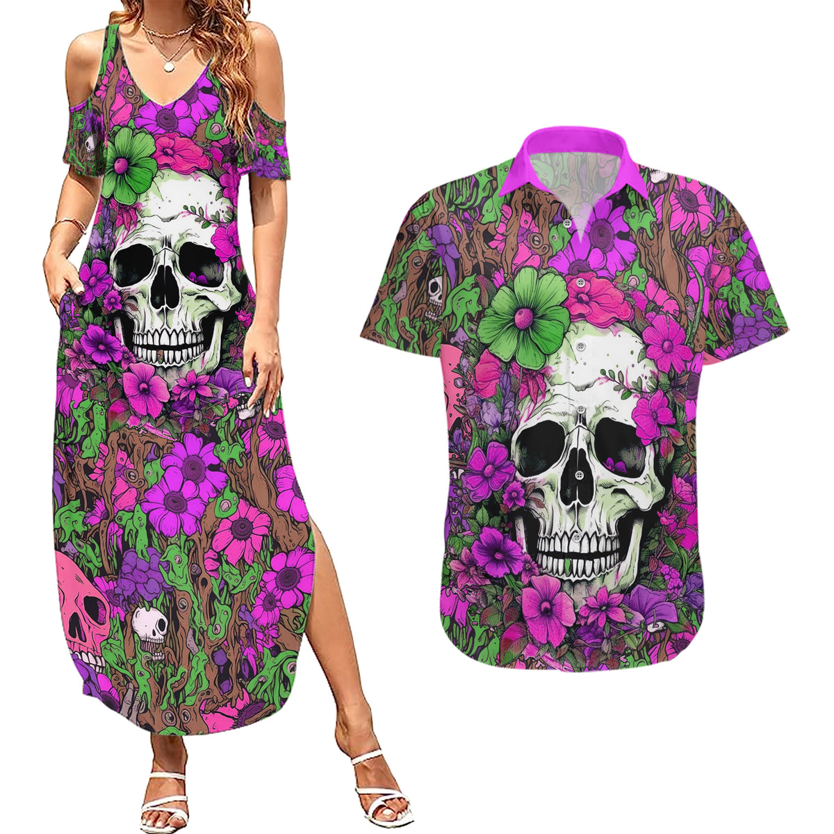 I Have A Good Heart But Bless This Mouth Couples Matching Summer Maxi Dress and Hawaiian Shirt - Wonder Print Shop