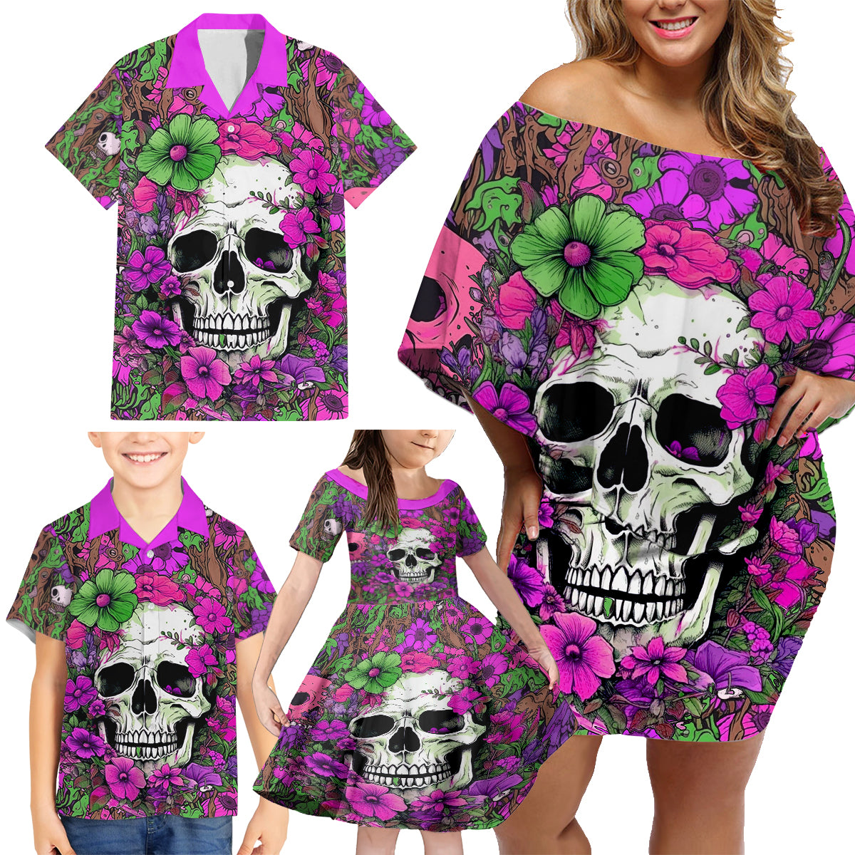 I Have A Good Heart But Bless This Mouth Family Matching Off Shoulder Short Dress and Hawaiian Shirt - Wonder Print Shop