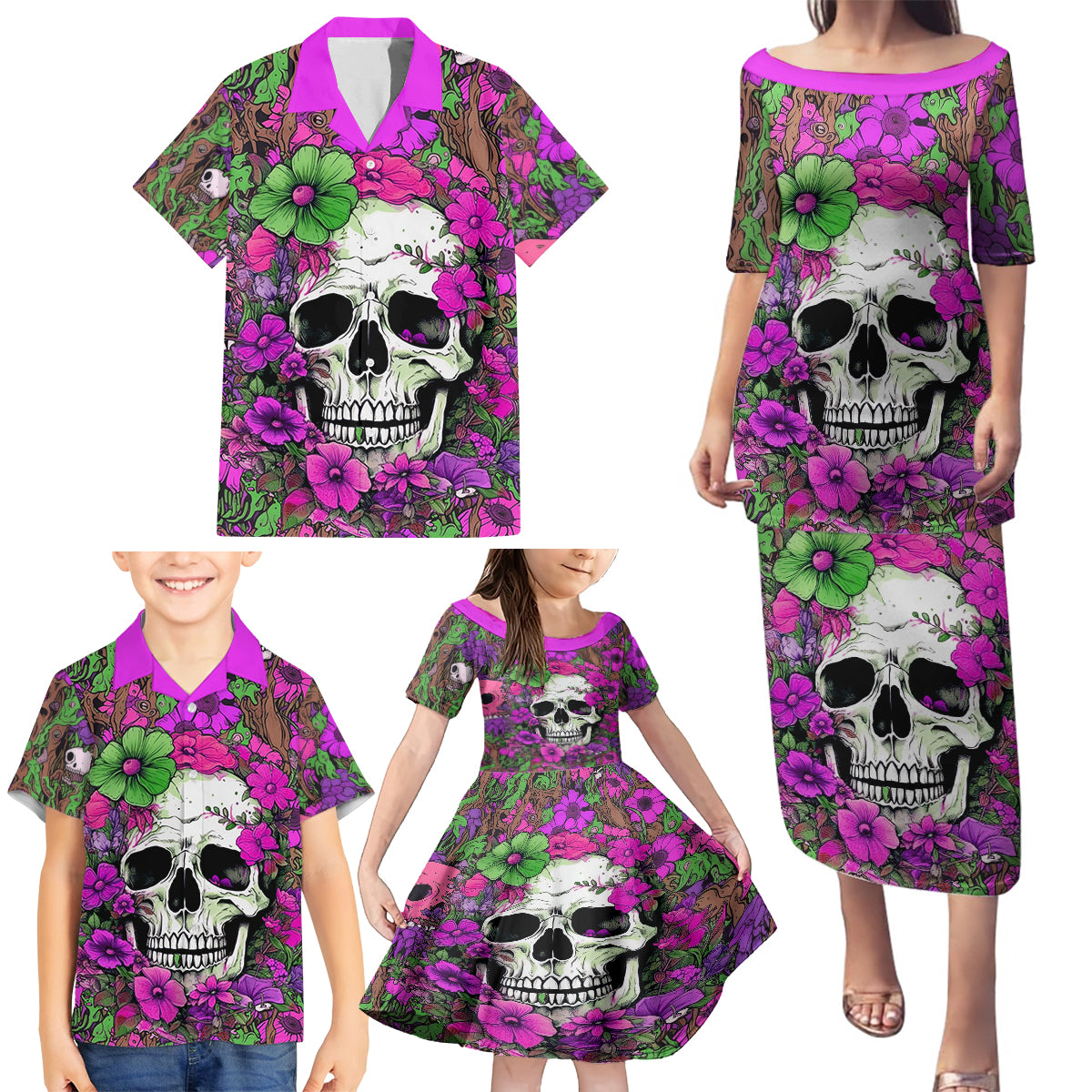 I Have A Good Heart But Bless This Mouth Family Matching Puletasi Dress and Hawaiian Shirt - Wonder Print Shop