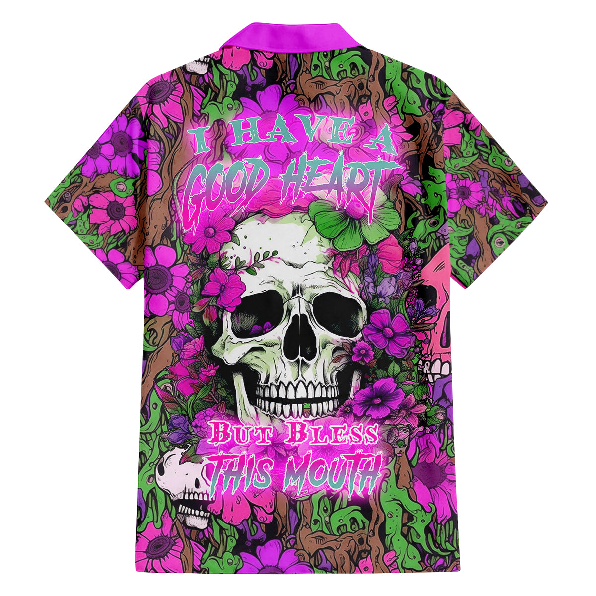 I Have A Good Heart But Bless This Mouth Family Matching Summer Maxi Dress and Hawaiian Shirt - Wonder Print Shop