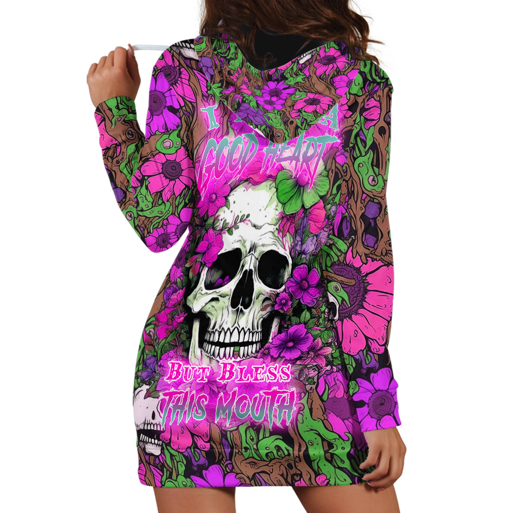 I Have A Good Heart But Bless This Mouth Hoodie Dress - Wonder Print Shop