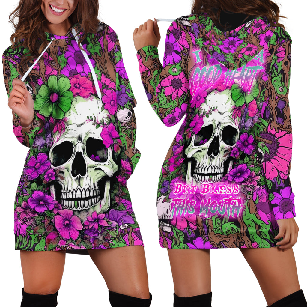 I Have A Good Heart But Bless This Mouth Hoodie Dress - Wonder Print Shop