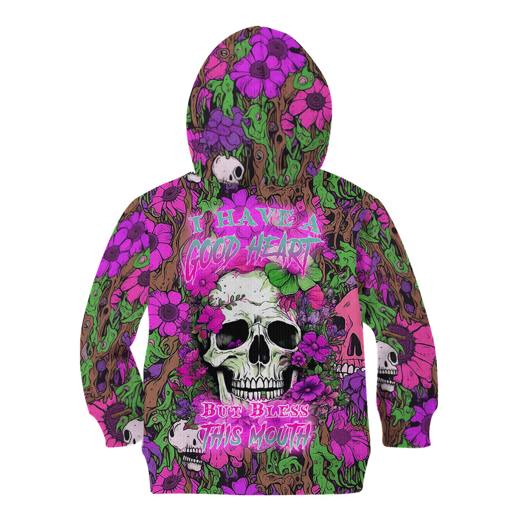 I Have A Good Heart But Bless This Mouth Kid Hoodie - Wonder Print Shop