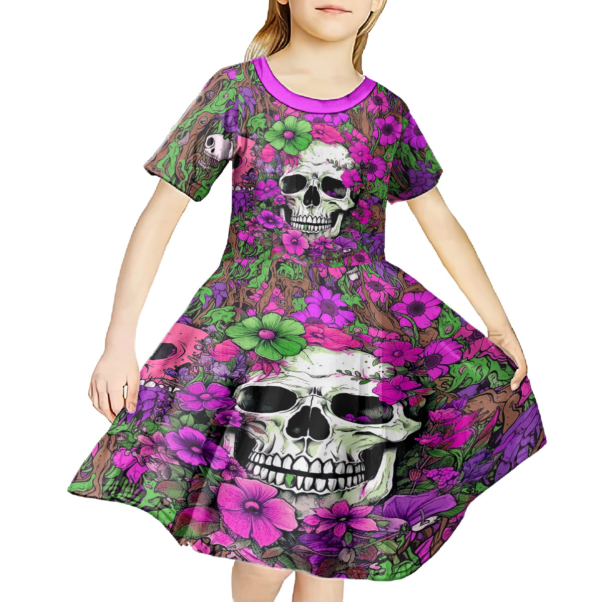I Have A Good Heart But Bless This Mouth Kid Short Sleeve Dress - Wonder Print Shop