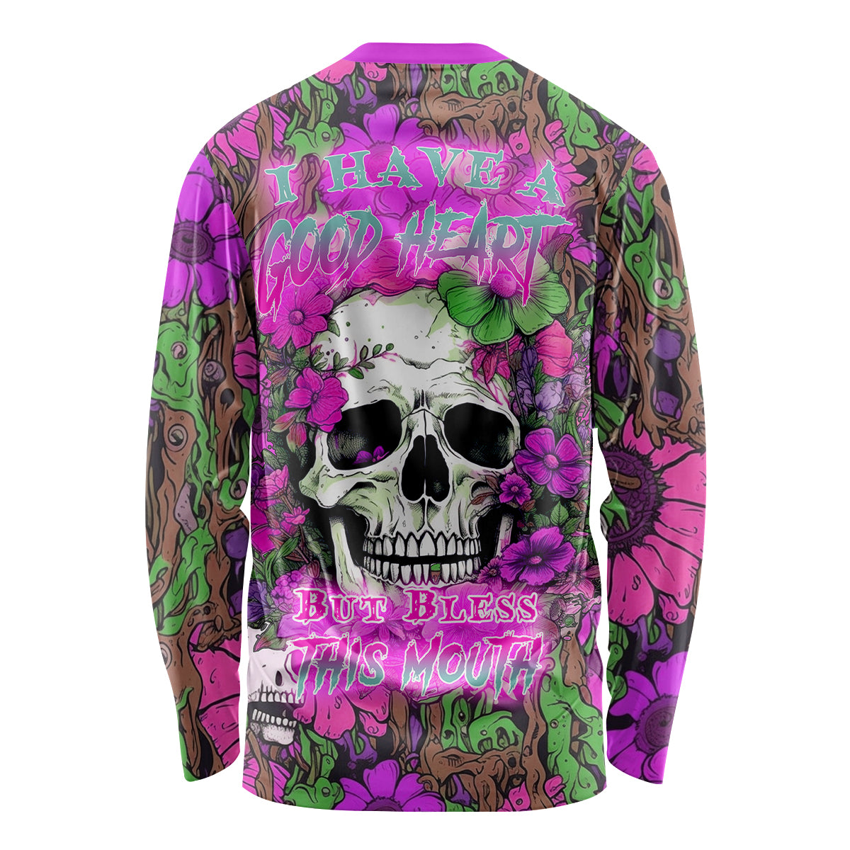 I Have A Good Heart But Bless This Mouth Long Sleeve Shirt - Wonder Print Shop