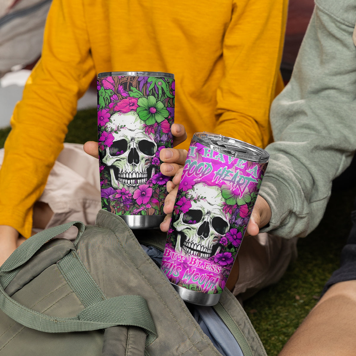 I Have A Good Heart But Bless This Mouth Tumbler Cup - Wonder Print Shop