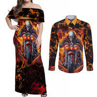 Be Come The Monster And Show Your True Smile Couples Matching Off Shoulder Maxi Dress and Long Sleeve Button Shirts - Wonder Print Shop