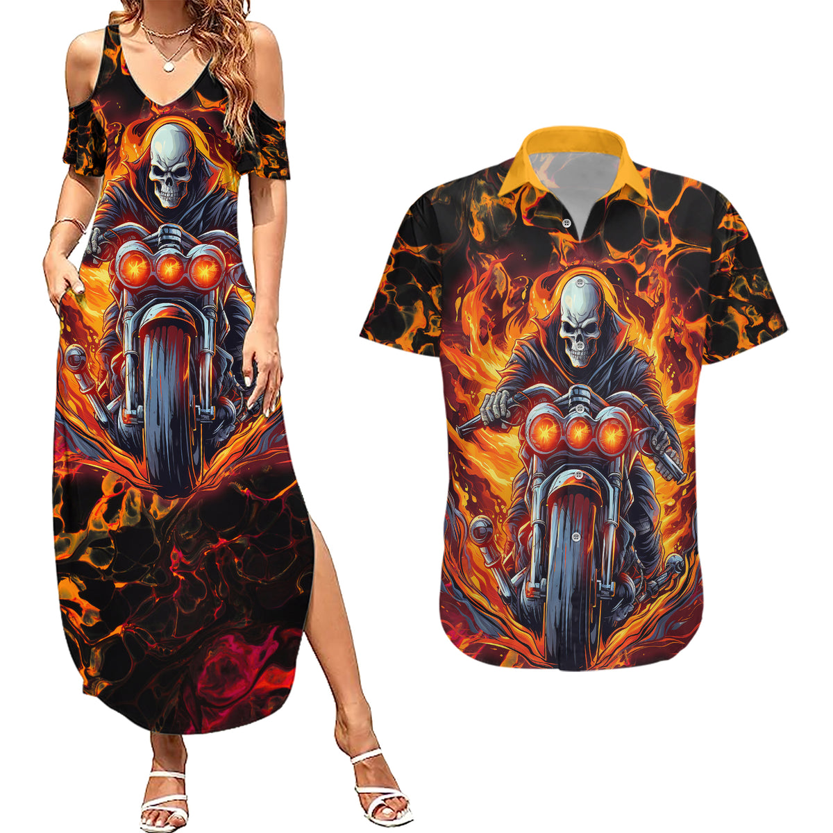 Be Come The Monster And Show Your True Smile Couples Matching Summer Maxi Dress and Hawaiian Shirt - Wonder Print Shop
