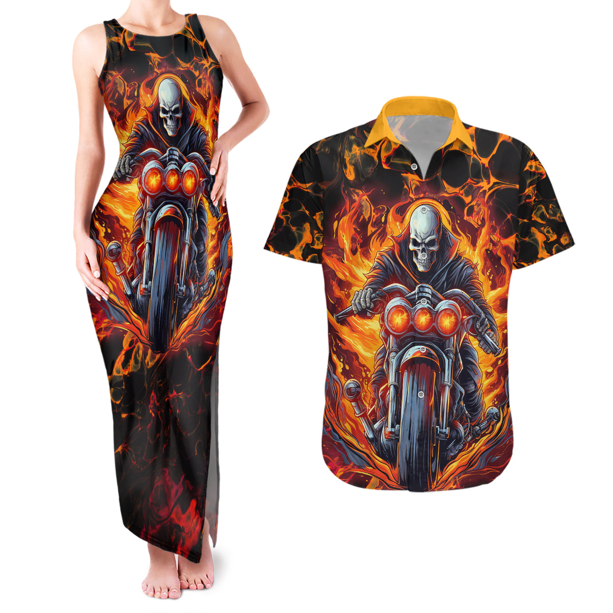 Be Come The Monster And Show Your True Smile Couples Matching Tank Maxi Dress and Hawaiian Shirt - Wonder Print Shop