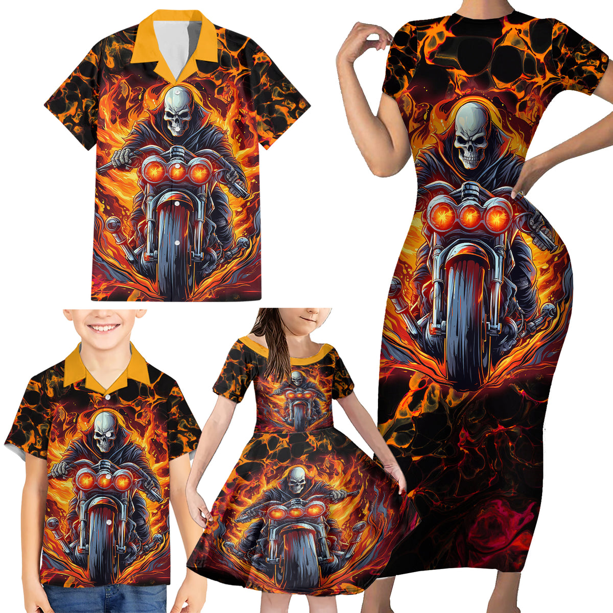 Be Come The Monster And Show Your True Smile Family Matching Short Sleeve Bodycon Dress and Hawaiian Shirt - Wonder Print Shop