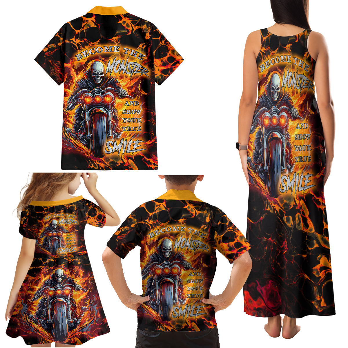 Be Come The Monster And Show Your True Smile Family Matching Tank Maxi Dress and Hawaiian Shirt - Wonder Print Shop