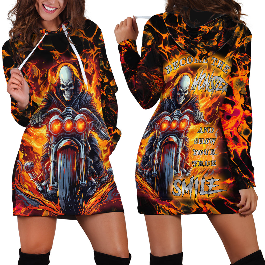Be Come The Monster And Show Your True Smile Hoodie Dress - Wonder Print Shop