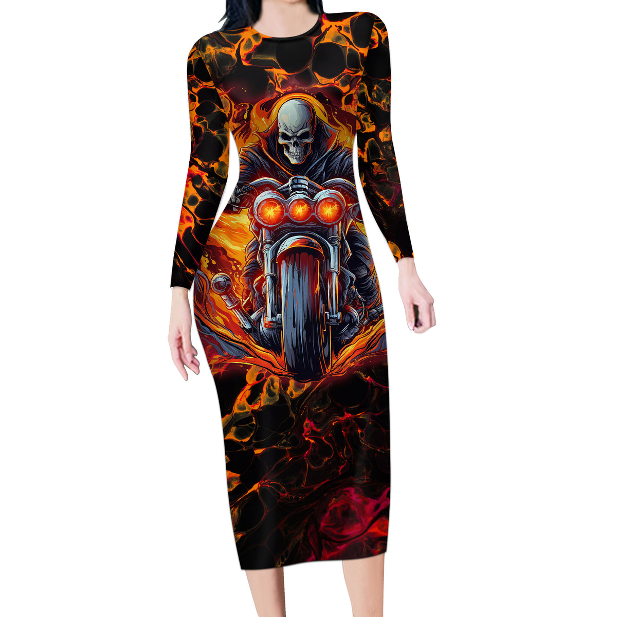 Be Come The Monster And Show Your True Smile Long Sleeve Bodycon Dress - Wonder Print Shop