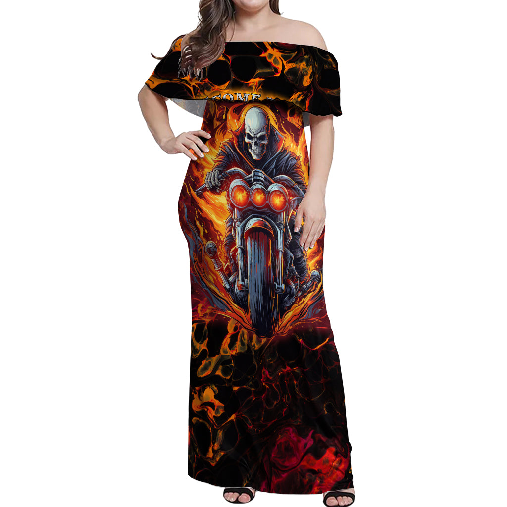 Be Come The Monster And Show Your True Smile Off Shoulder Maxi Dress - Wonder Print Shop