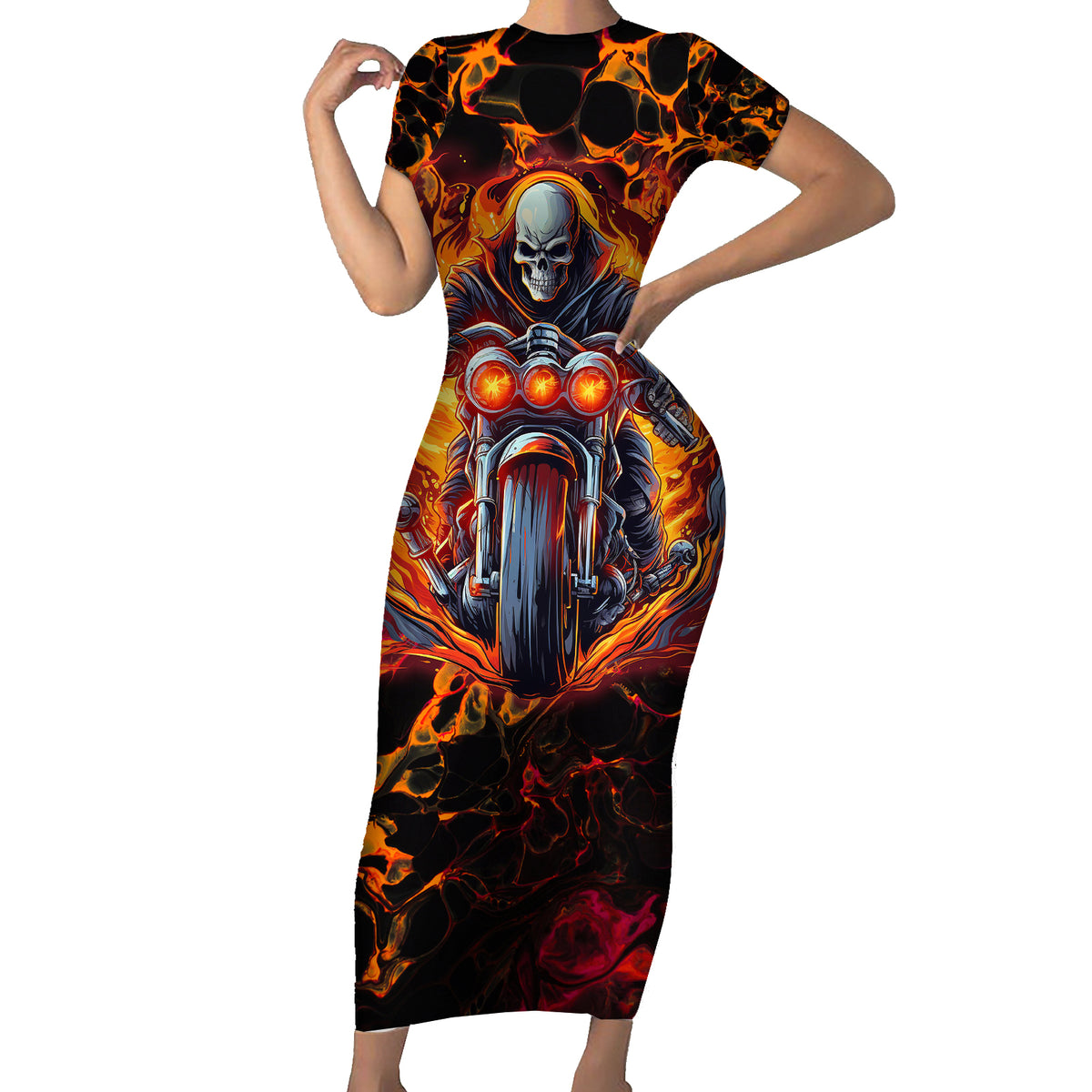 Be Come The Monster And Show Your True Smile Short Sleeve Bodycon Dress - Wonder Print Shop