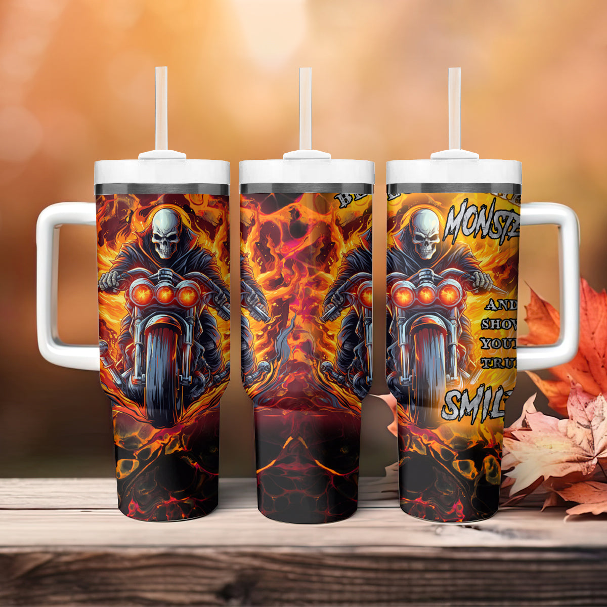 Be Come The Monster And Show Your True Smile Tumbler With Handle - Wonder Print Shop