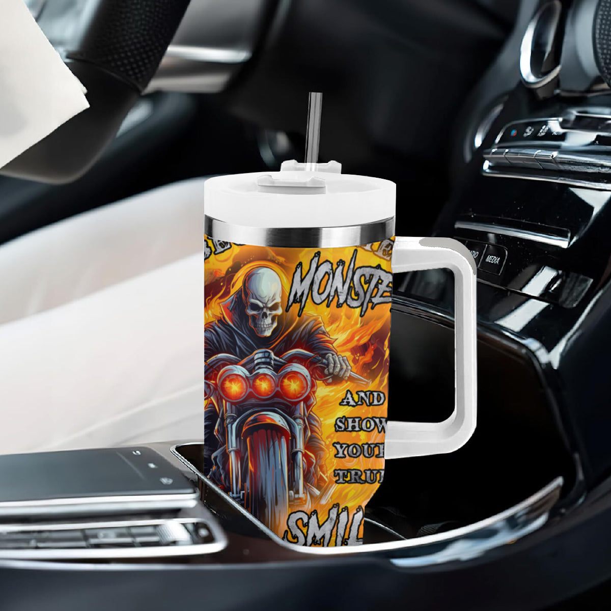 Be Come The Monster And Show Your True Smile Tumbler With Handle - Wonder Print Shop