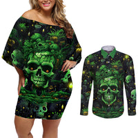 I Can Fix Stupid But Is Gonna Hurt Couples Matching Off Shoulder Short Dress and Long Sleeve Button Shirts - Wonder Print Shop