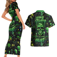 I Can Fix Stupid But Is Gonna Hurt Couples Matching Short Sleeve Bodycon Dress and Hawaiian Shirt - Wonder Print Shop