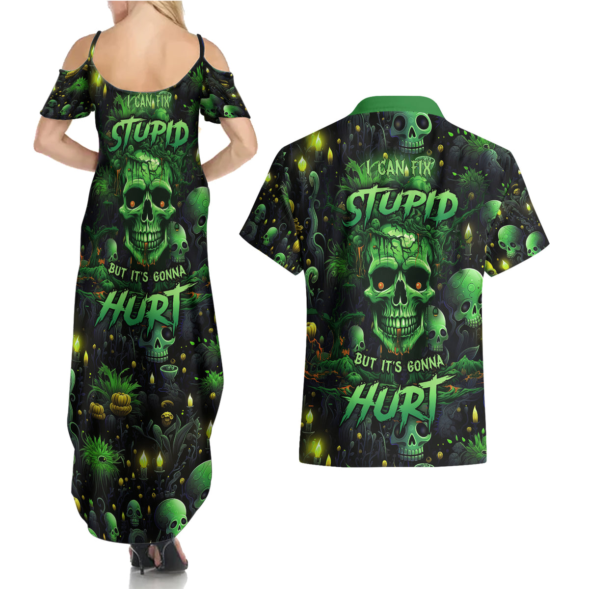I Can Fix Stupid But Is Gonna Hurt Couples Matching Summer Maxi Dress and Hawaiian Shirt - Wonder Print Shop