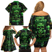 I Can Fix Stupid But Is Gonna Hurt Family Matching Off Shoulder Short Dress and Hawaiian Shirt - Wonder Print Shop