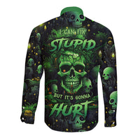 I Can Fix Stupid But Is Gonna Hurt Long Sleeve Button Shirt - Wonder Print Shop
